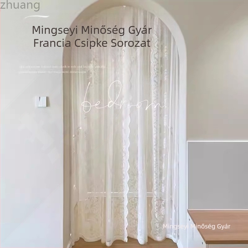 Francia csipkés ajtófüggöny, pamutfonalból, Zhuanhe – növények és virágok mintázat, fényáteresztő, nem átlátszó