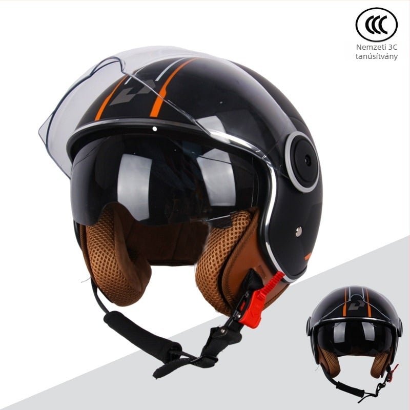 Motorkerékpár és elektromos jármű sisak, légáteresztő, kettős vizor, ABS anyag, 3C tanúsítvány, UV védelem