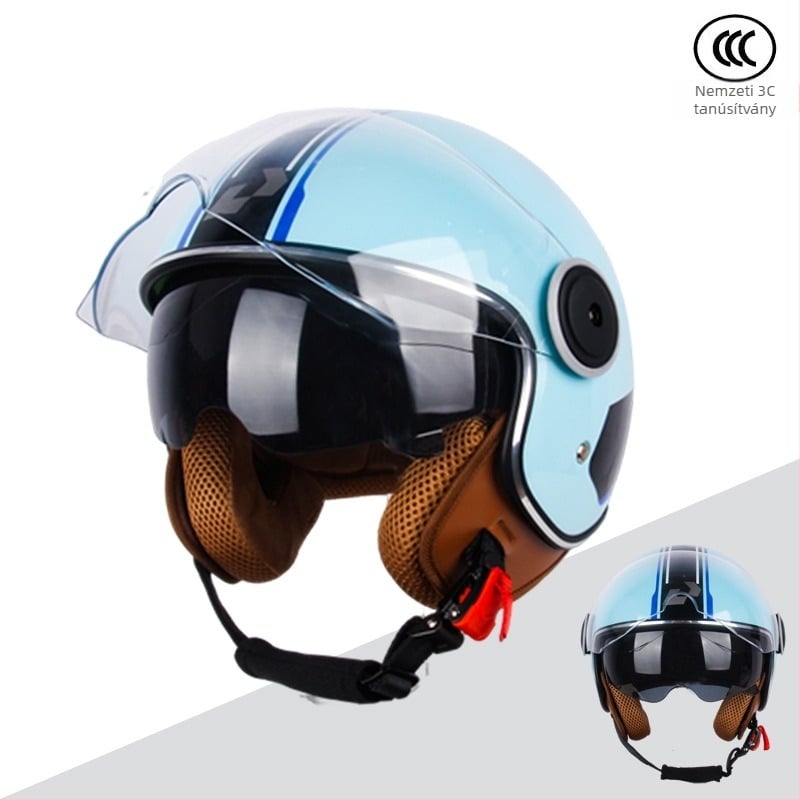 Motorkerékpár és elektromos jármű sisak, légáteresztő, kettős vizor, ABS anyag, 3C tanúsítvány, UV védelem