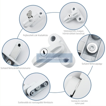 Crescent zár ajtókhoz és ablakokhoz – műanyag ajtó- és ablakvédő zár, modell Door and Window Protection Lock, modern egyszerű stílus