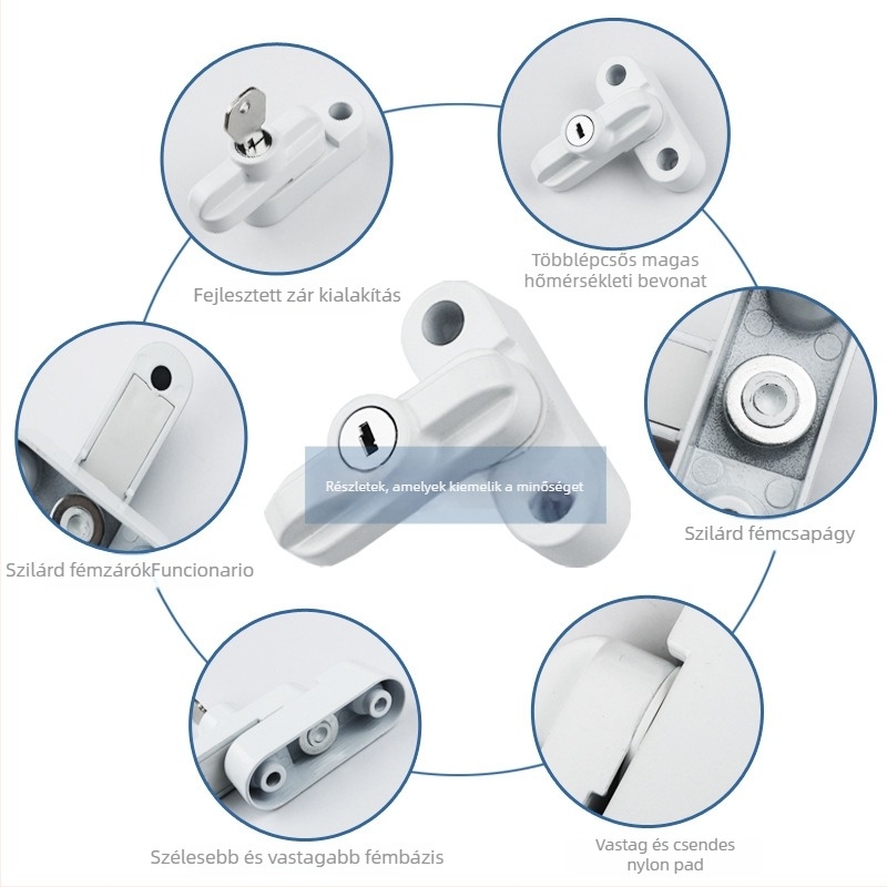 Crescent zár ajtókhoz és ablakokhoz – műanyag ajtó- és ablakvédő zár, modell Door and Window Protection Lock, modern egyszerű stílus