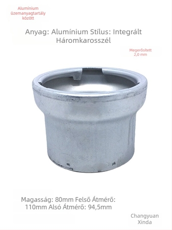 Autó üzemanyag-tank feltöltőnyak alumíniumból – háromágú alumínium nyak, változó átmérő, tartalmaz zárható és záratlan sapkát