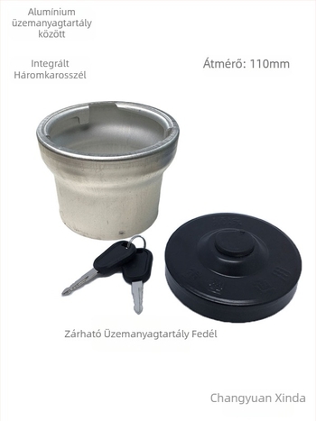 Autó üzemanyag-tank feltöltőnyak alumíniumból – háromágú alumínium nyak, változó átmérő, tartalmaz zárható és záratlan sapkát