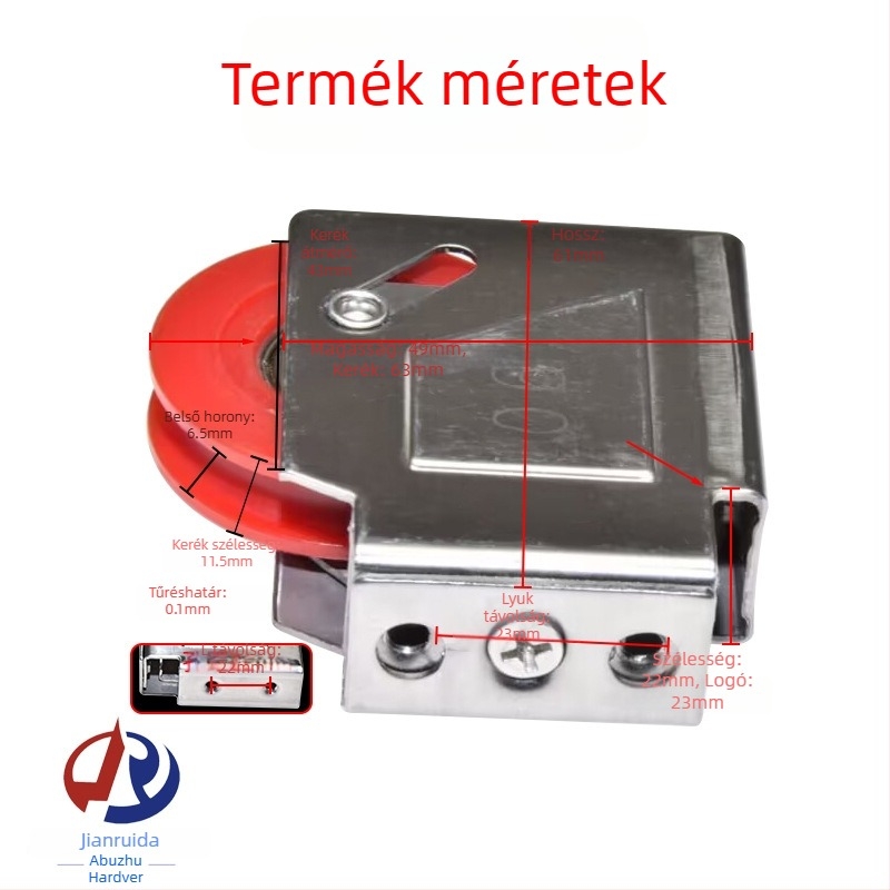 Ablakgörgő csapágyas – keret rozsdamentes acélból és nylon görgőből, külső átmérő 41 mm, csapágy 20 mm, maximális terhelés 35 kg