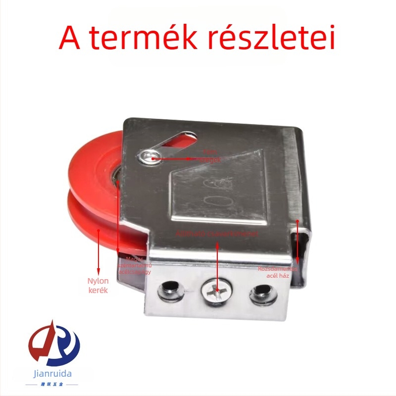 Ablakgörgő csapágyas – keret rozsdamentes acélból és nylon görgőből, külső átmérő 41 mm, csapágy 20 mm, maximális terhelés 35 kg