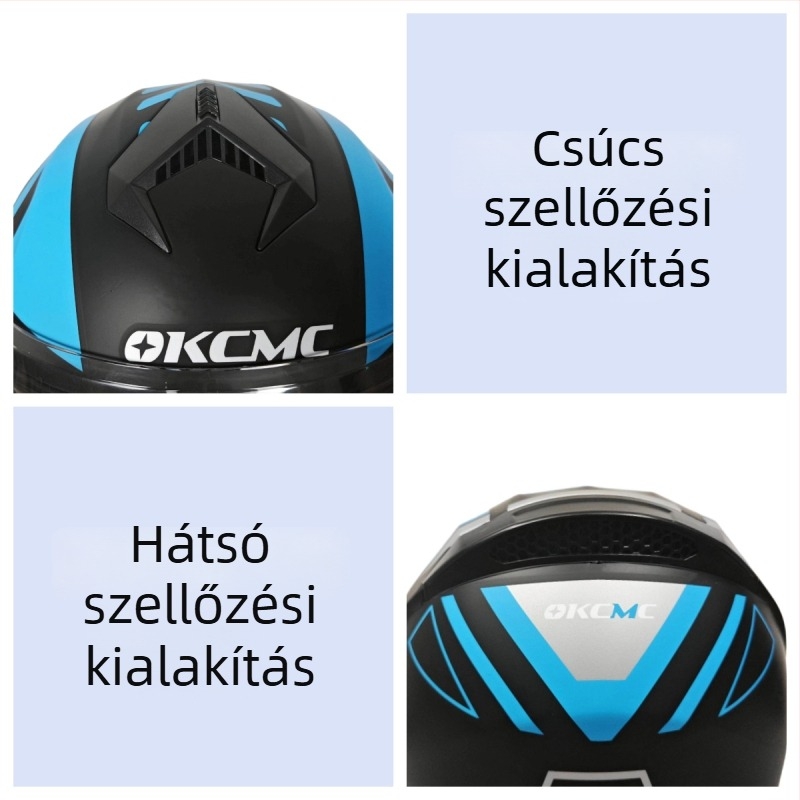 Teljes arcú sisak kettős lencsével - ABS anyag; Felnőtt; Minden évszakban használható; Elektromos járműveken közlekedéshez