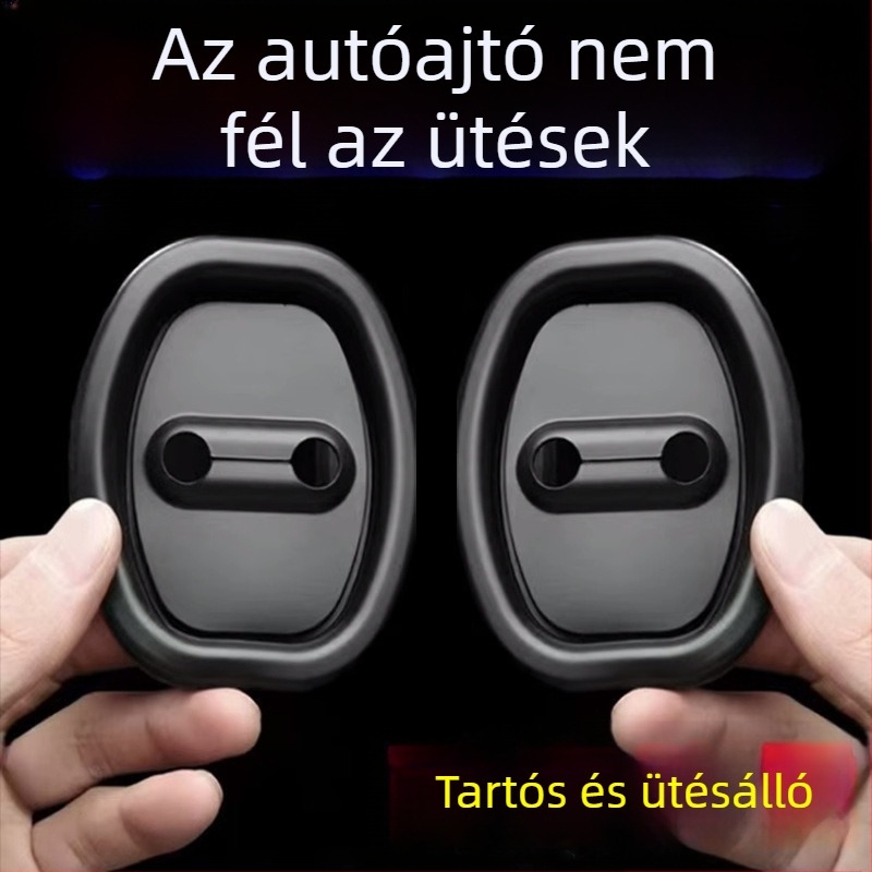 Szilikon ajtózár ütéscsillapító párna, rozsdamentes védőfedél, belső dekoráció, autó módosítási kiegészítő