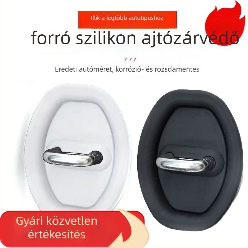 Szilikon ajtózár ütéscsillapító párna, rozsdamentes védőfedél, belső dekoráció, autó módosítási kiegészítő