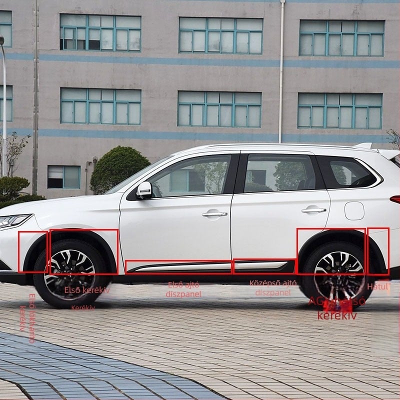 Outlander kerékív díszítő panel készlet, elülső és hátsó lökhárítóval – elektroplatinált karcolás elleni csíkok (Modell: Outlander; Márka: Mitsubishi; Anyag: Other; Feldolgozás: Nincs)
