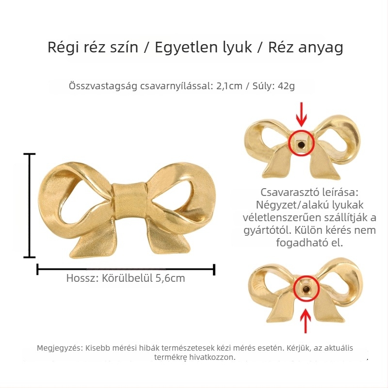 Szekrényajtó fogantyú, réz, öntvény, felületre szerelt, modell TBS005