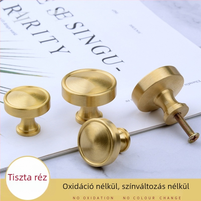 Réz anyagú fiók- és szekrényfogantyú, Modell A1-05, fiókokhoz és szekrényajtókhoz, Új kínai stílus, Modern Minimalizmus, Könnyű luxus