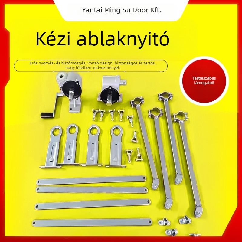 Kézzel működtethető ablaknyitó, ajtó- és ablakaktuátor, alumínium test, modern minimalist design