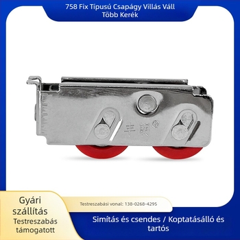 Ajtó- és ablakcsapágy görgő, modell 758 rögzített görgő-karú dupla kerékkel; krómozott vaslemez; sínív R6.5; maximális teher 40 kg