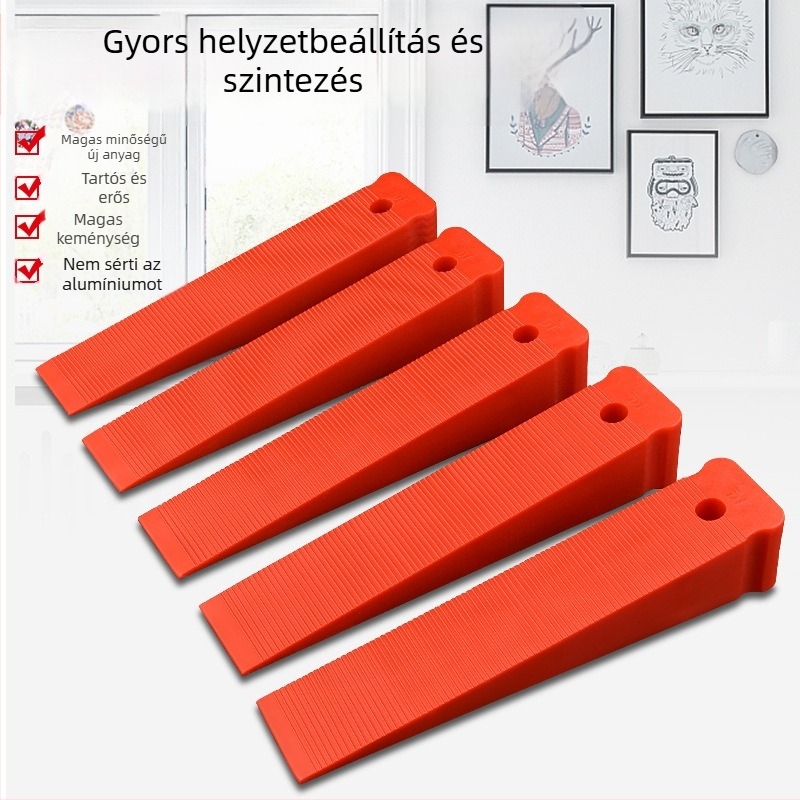 Műanyag ékbetét ajtók és ablakok beépítéséhez, helyettesíti a légpárnákat, gyors pozicionálás és szintezés