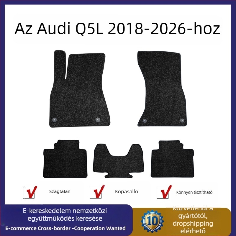 Audi Q5L (2018–2026) autópadló szőnyeg, kopásálló velúr szövet, sík talpú matrac, testre szabható