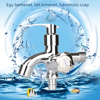 Kétfunkciós mosógép csap, háromutas, test cinkötvözet, kerámiás szeleppel, 0–90°C, 15 mm csatlakozás