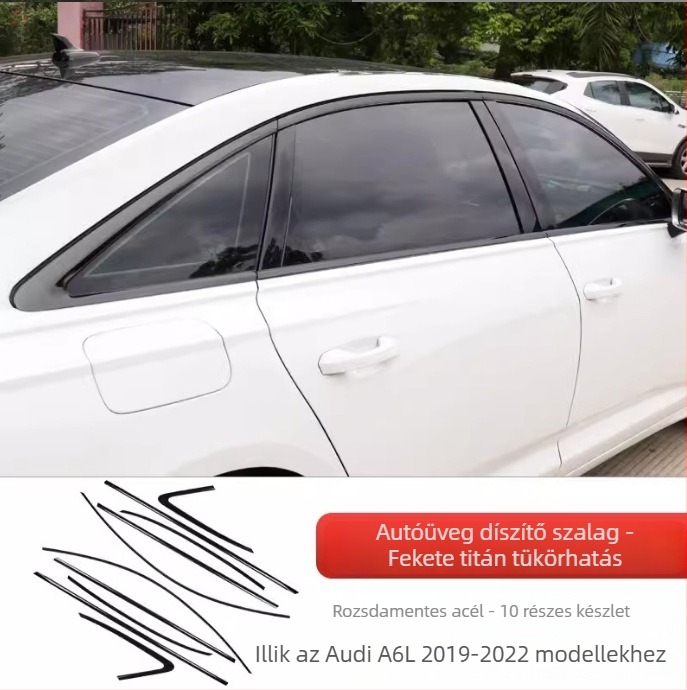 Audi A6L 19-25-ös autókarosszéria matrica - rozsdamentes acél és ABS, ragasztóval történő felszerelés, dekoratív hátsó ajtófedél sáv és csomagtartóablak védelem