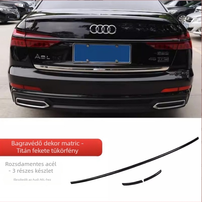 Audi A6L 19-25-ös autókarosszéria matrica - rozsdamentes acél és ABS, ragasztóval történő felszerelés, dekoratív hátsó ajtófedél sáv és csomagtartóablak védelem