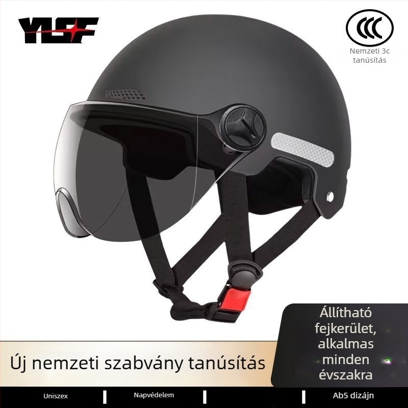 Uniszex polipropilén fél sisak elektromos rollerekhez és motorkerékpárokhoz, vállalati szabványokkal tanúsított, minden évszakban alkalmas és közlekedésre