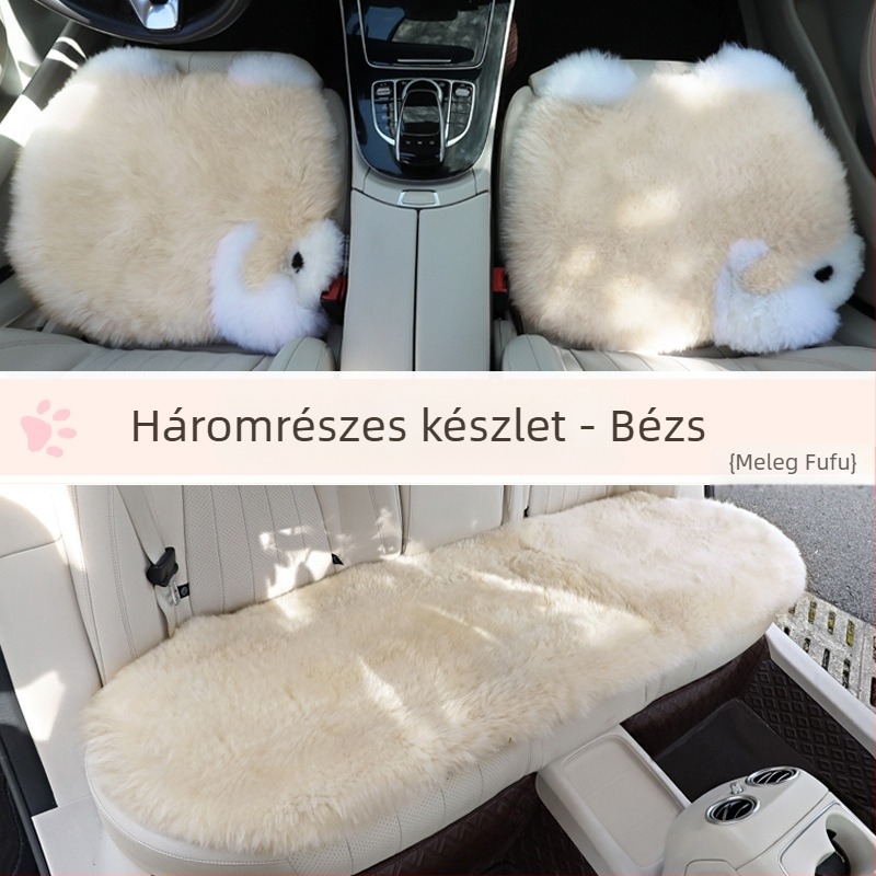 Autóülés párna, sík, minimalista stílus, gyapjú felület, szivacs töltet, téli használatra
