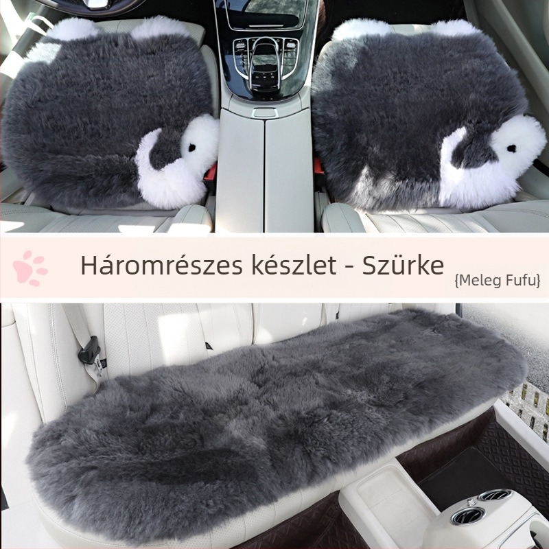 Autóülés párna, sík, minimalista stílus, gyapjú felület, szivacs töltet, téli használatra