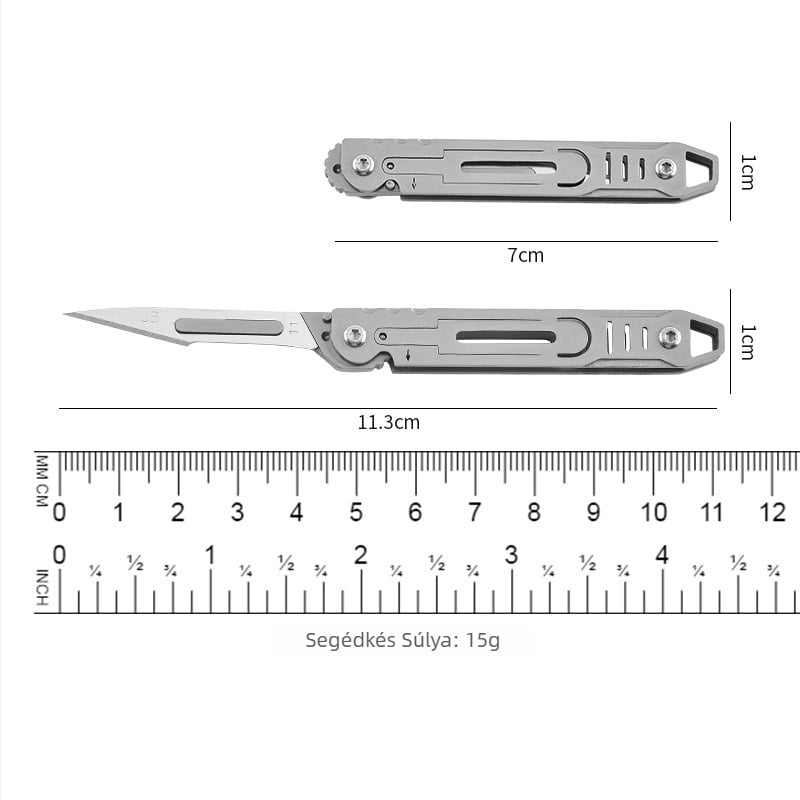 Mini összecsukható kés rozsdamentes acélból kulcstartóval - Márka: Caster, Termékkód: 3, Modell: Stainless steel knife, Anyag: rozsdamentes acél, Nettó tömeg: 17 g