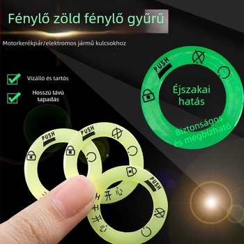 Reflektív fénylő kulcstartó matrica autóhoz — vákuumos rögzítés, szövegminta