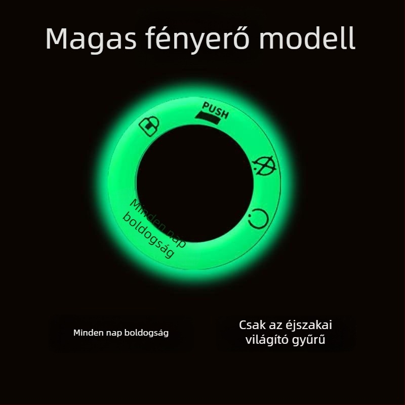 Reflektív fénylő kulcstartó matrica autóhoz — vákuumos rögzítés, szövegminta