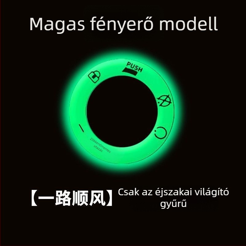 Reflektív fénylő kulcstartó matrica autóhoz — vákuumos rögzítés, szövegminta