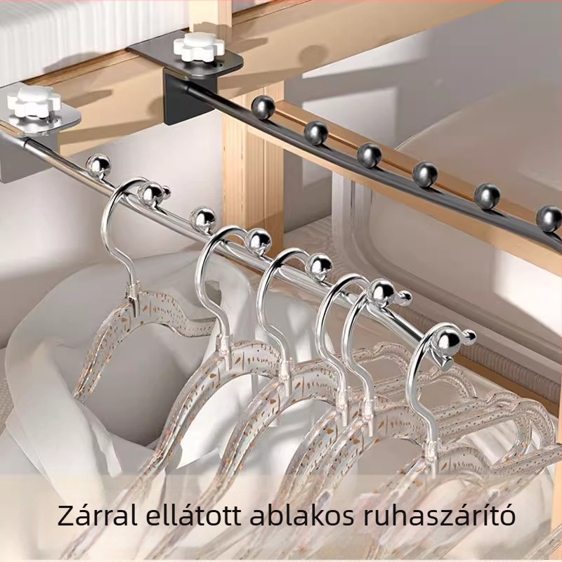 Egyetemi kollégium melletti ruhaszárító akasztó — többfunkciós beltéri akasztó, állítható, vasból készült, maximális terhelés 1–3 kg