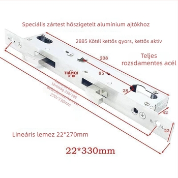 Csúszóajtó zártest, 85-ös sorozat, dupla kampó; Modell: 85 dupla kampó; rozsdamentes acél; tömeg 0,6 kg; modern, minimalist stílus