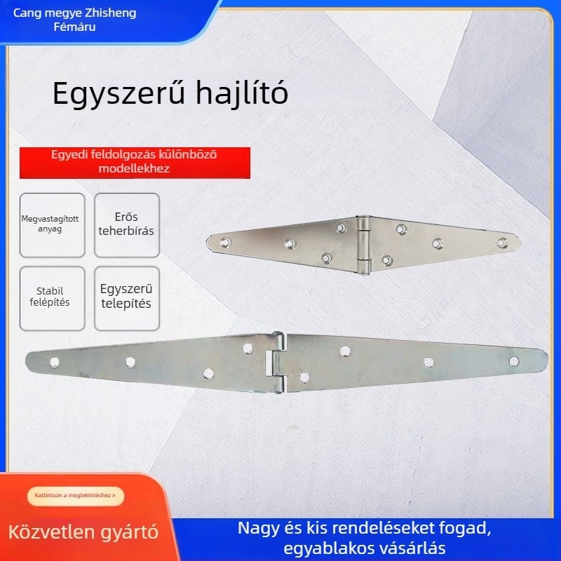 T alakú meghosszabbított hajtózsanér faajtókhoz — Vasból, 2,5 mm, felületi bevonat: permetezés, modern minimális stílus, testreszabható modell