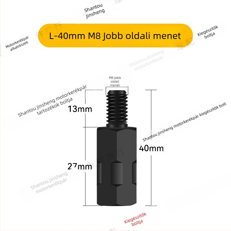 Magasító csavar tükrökhöz – adapter elektromos motorkerékpárhoz | Anyag: alumíniumötvözet; Márka: JS; Stílus: magasító csavar