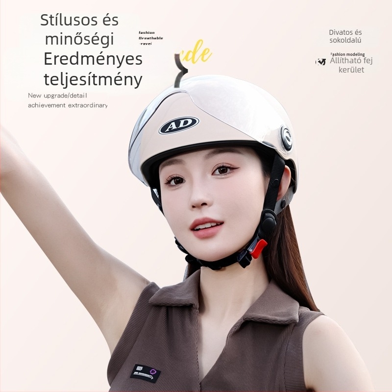 AD elektromos motorkerékpár sisak, fél sisak stílus, ABS, 3C tanúsítvány