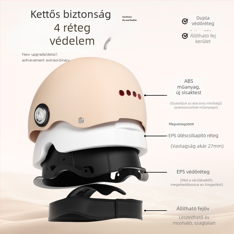 AD elektromos motorkerékpár sisak, fél sisak stílus, ABS, 3C tanúsítvány