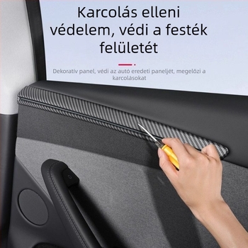 Tesla Model Y ajtó díszítő matricák – ABS anyag, kompatibilis automata váltóval, belső panel védelme