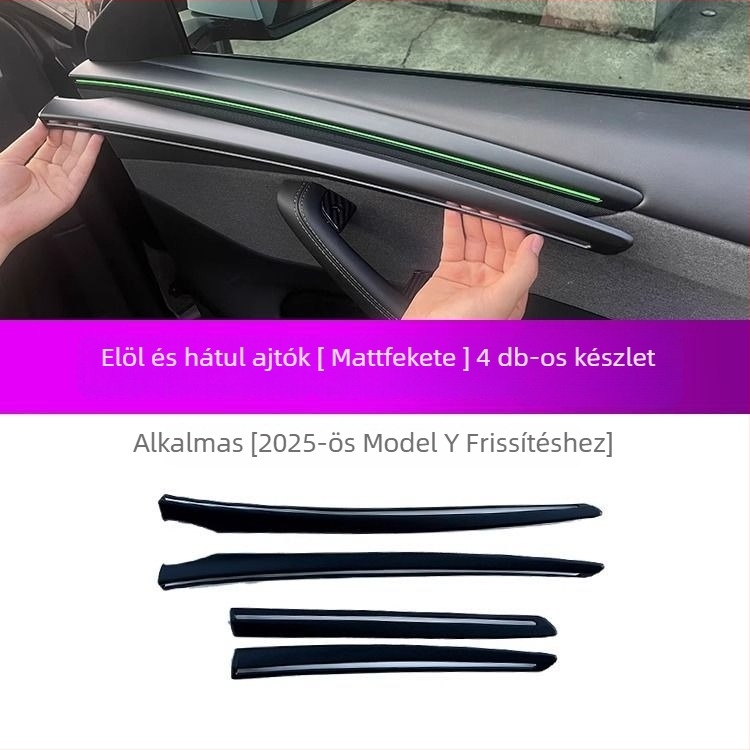 Tesla Model Y ajtó díszítő matricák – ABS anyag, kompatibilis automata váltóval, belső panel védelme