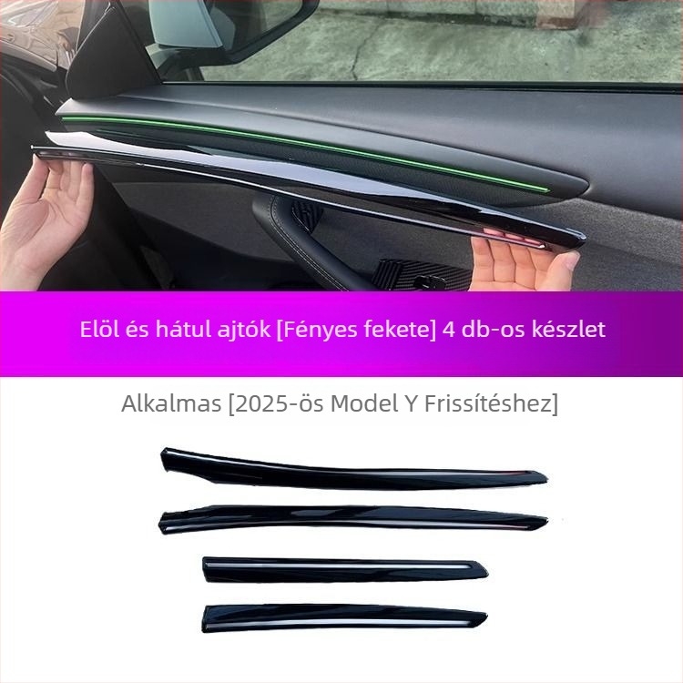Tesla Model Y ajtó díszítő matricák – ABS anyag, kompatibilis automata váltóval, belső panel védelme