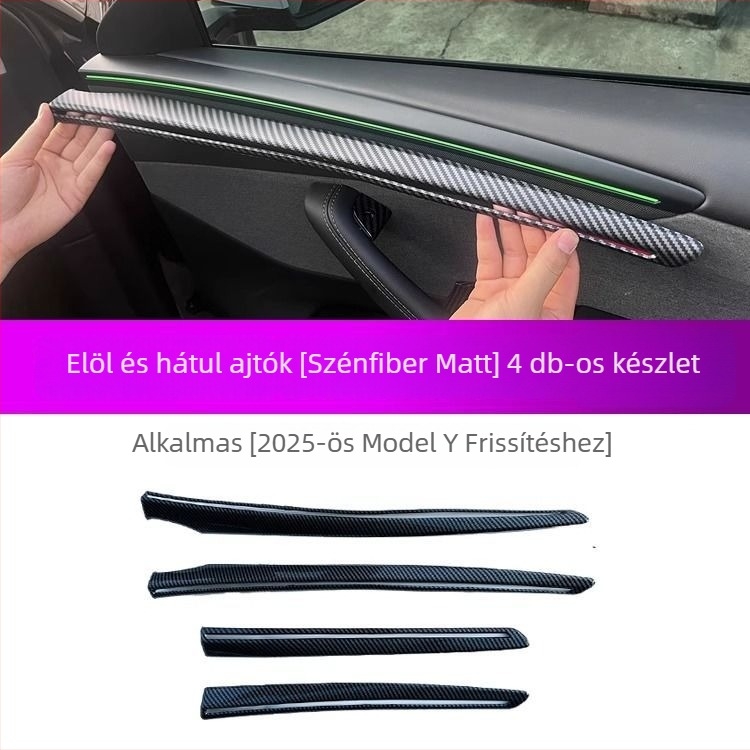 Tesla Model Y ajtó díszítő matricák – ABS anyag, kompatibilis automata váltóval, belső panel védelme