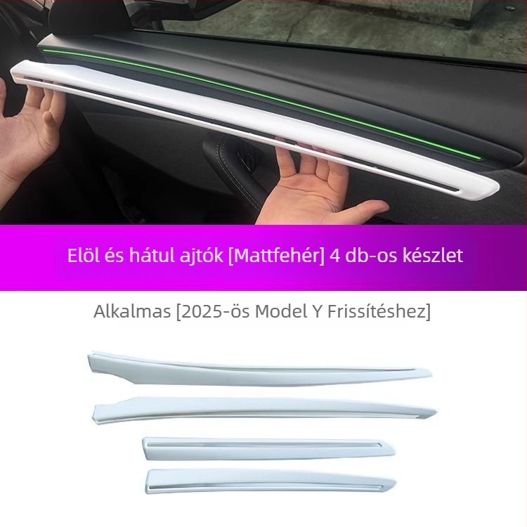 Tesla Model Y ajtó díszítő matricák – ABS anyag, kompatibilis automata váltóval, belső panel védelme