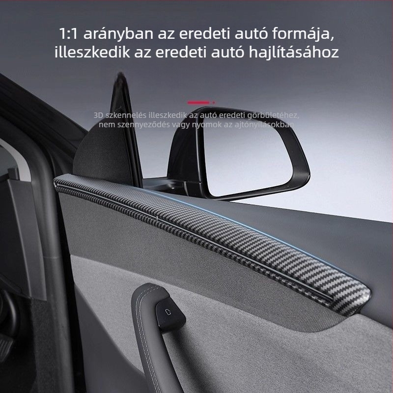 Tesla Model Y ajtó díszítő matricák – ABS anyag, kompatibilis automata váltóval, belső panel védelme