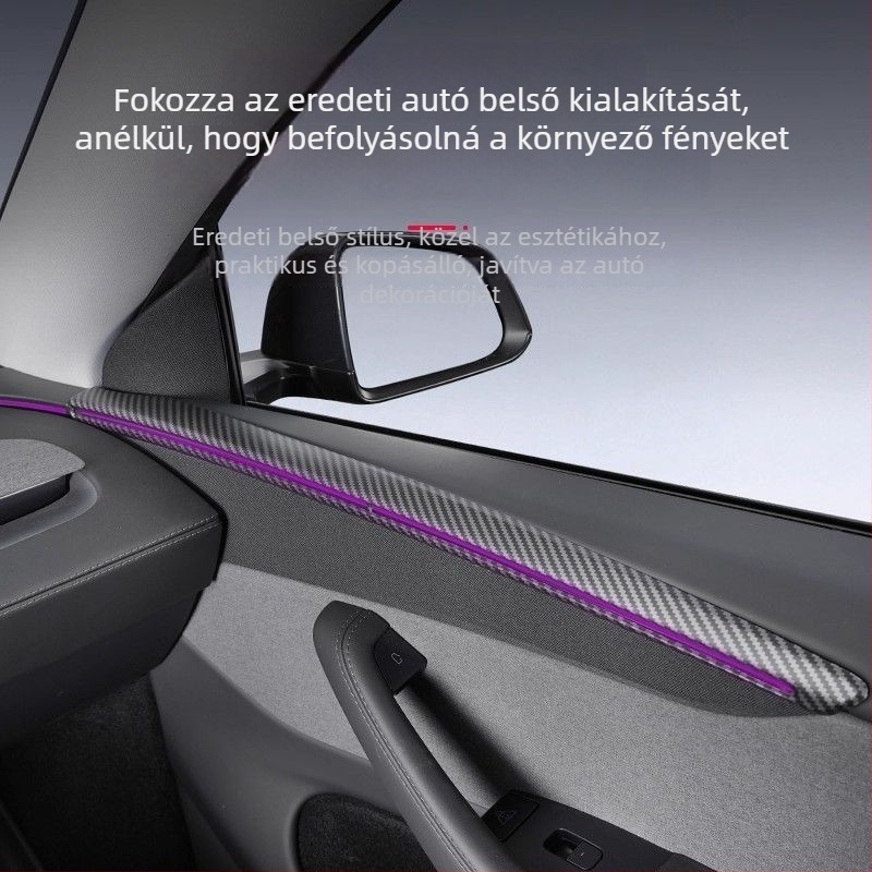 Tesla Model Y ajtó díszítő matricák – ABS anyag, kompatibilis automata váltóval, belső panel védelme