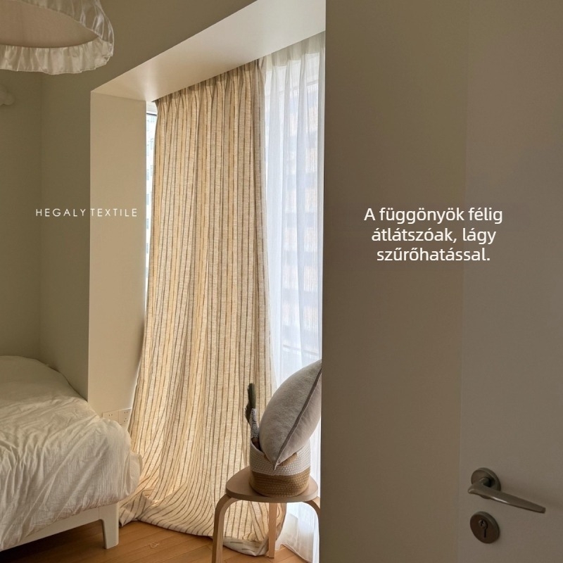 Sávos függöny, Japán stílus, poliészter Jacquard, félárnyékolás 40–70%, nappali/hálószoba/iroda