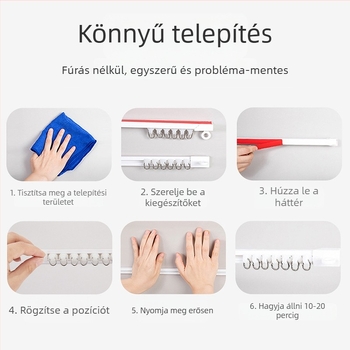 Függönycsúszó sín, lyukasztás nélküli felső- és oldalsó szereléssel, ultra vékony, halk működés, műanyag anyag, modern stílus
