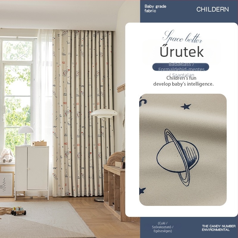 Nordic stílusú függöny növény- és rajzfilm motívumokkal, nappalira, hálószobára és dolgozószobára; gyerekfüggöny színes felhőkkel