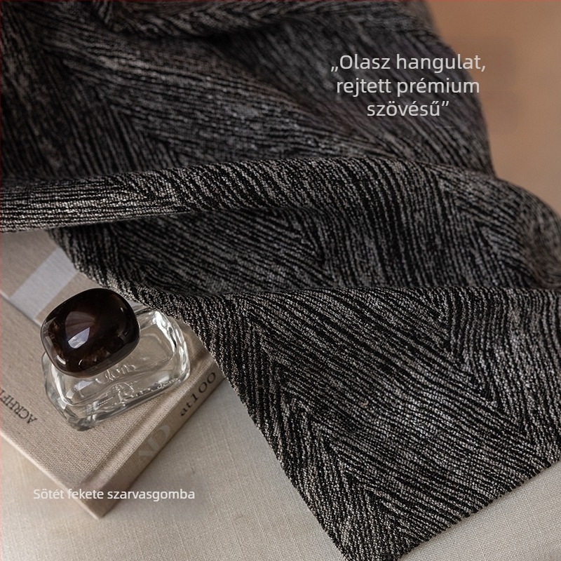 Polyeszter anyagú dupla jacquard függöny ablakra, francia stílus, teljes sötétítés 90–100%, modell Black Truffle