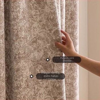 Francia stílusú chenille jacquard függöny, magas árnyékolás 71–90%, virágos mintával, a nappaliba, hálószobába és étkezőbe