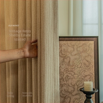 Vintage függönyök japán–francia középkori stílusban nappalira és hálószobára, poliészter jacquard, részleges árnyékolás 40–70%