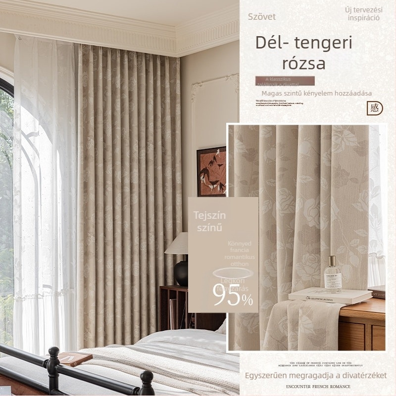 Hálószoba és nappali függönyök – jacquard poliészter, teljes blackout, retro stílus, TH0216
