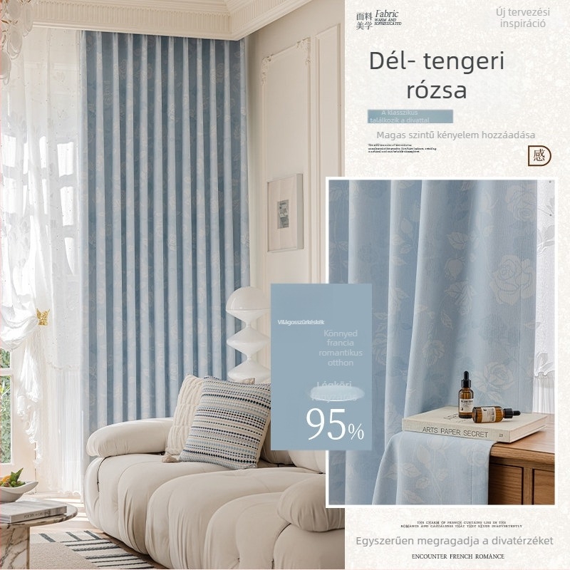 Hálószoba és nappali függönyök – jacquard poliészter, teljes blackout, retro stílus, TH0216